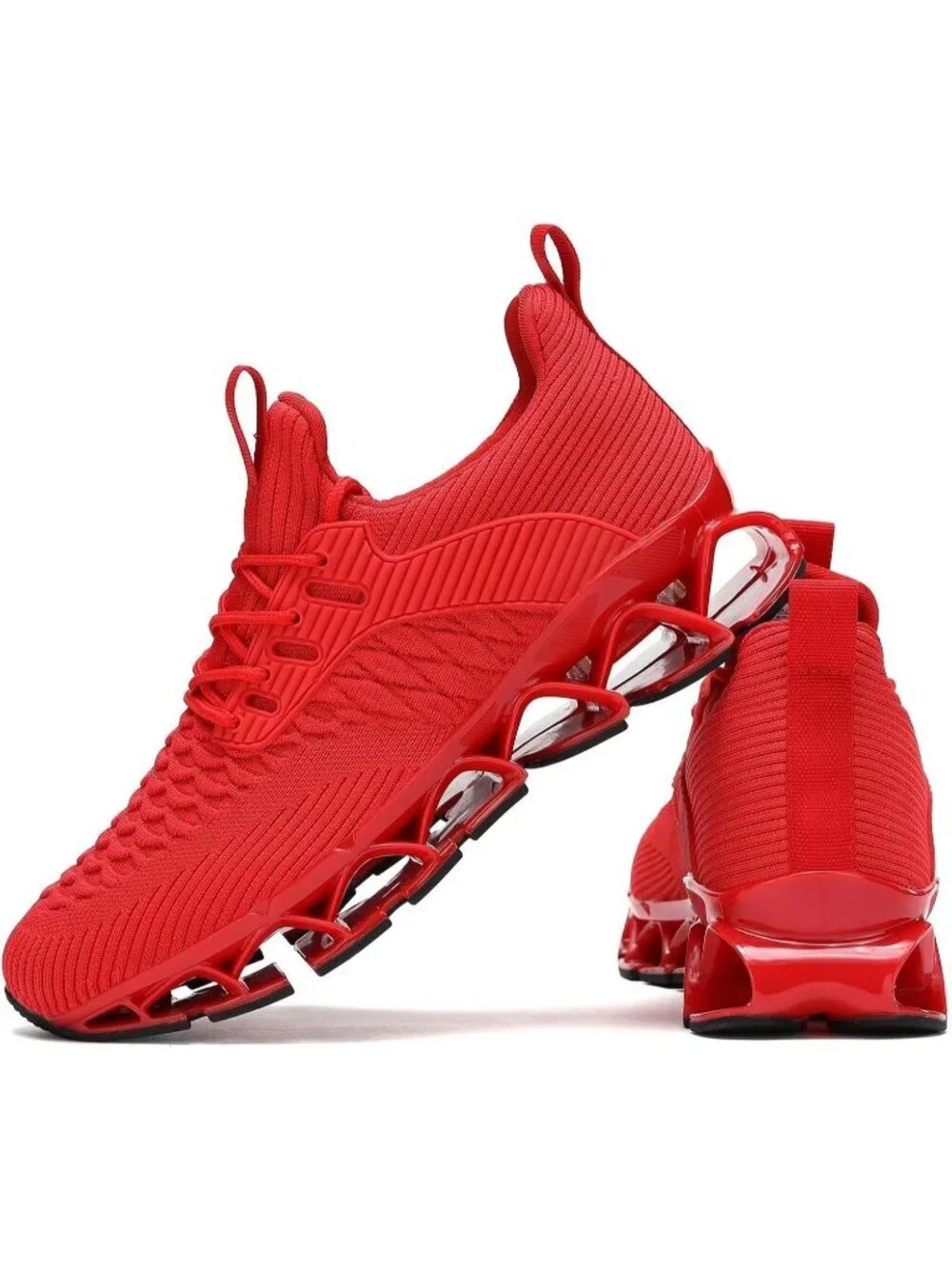 Men's Red Comfort Non Slip Blade Tennis Athletic Trainer Slip on Sneaker Shoes